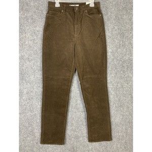 Lands End NWT Brown Corduroy Jeans Women 12 Tall High Rise